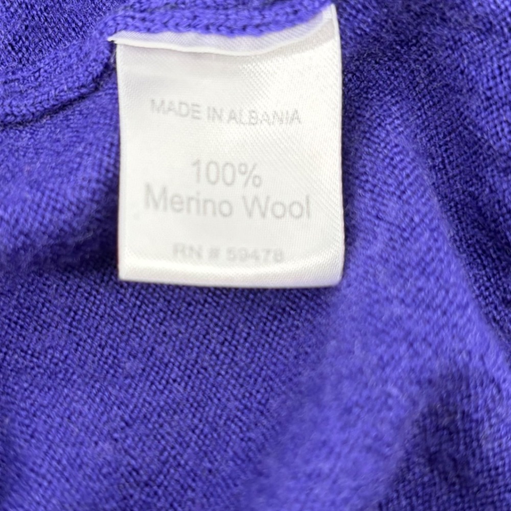 FRANCO BIAGIANTI Mens xl Purple V-Neck Long Sleeve Knit Pullover Wool Sweater - Picture 5 of 9